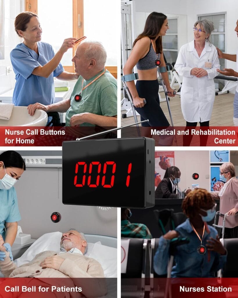 CallToU Wireless Caregiver Pager Nurse Calling System 1000+ft Call Bell Patients with 1 Receiver 10 Caregiver Call Buttons for Clinic/Medical and Rehabilitation Center/Hospital/Nurses Station/Home CallToU Wireless Caregiver Pager Nurse Calling System 1000+ft Call Bell Patients with 1 Receiver 10 Caregiver Call Buttons for Clinic/Medical and Rehabilitation Center/Hospital/Nurses Station/Home