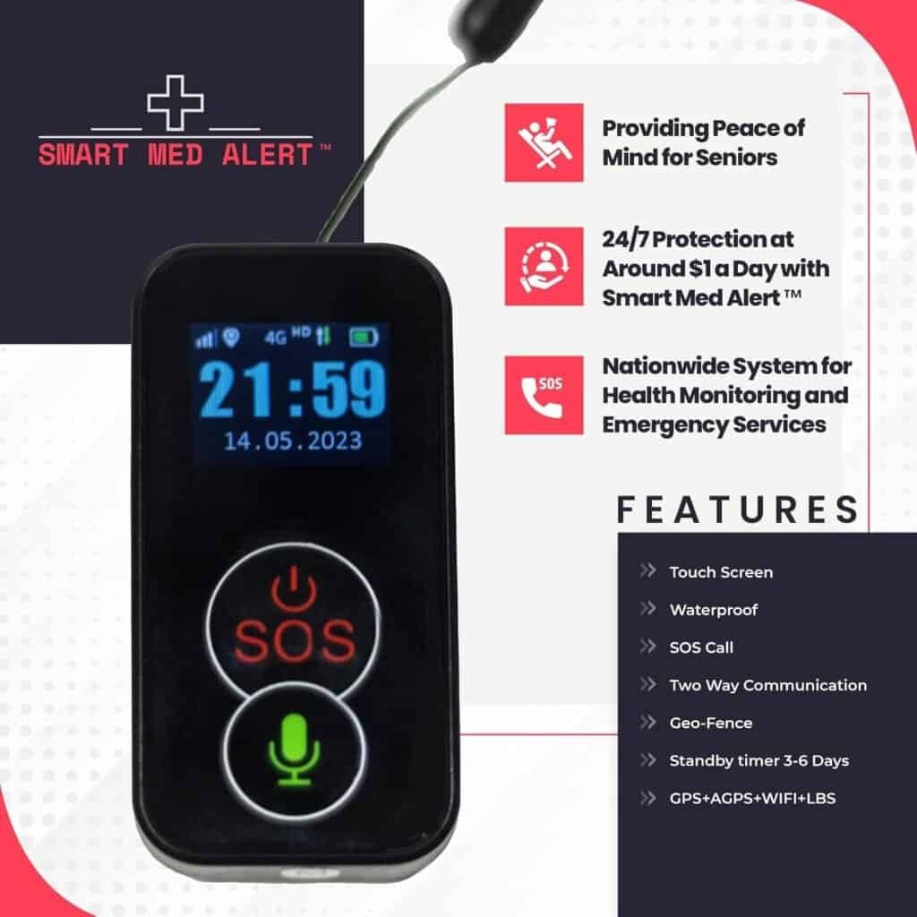 Elderly Cellular Medical Alert Device | Wearable Panic Button Necklace | Medical Alert Systems for Seniors | Water Resistant with Built-in Fall Detection for Better Quality of Life