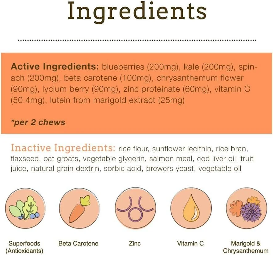 Herbsmith Spector - Eye Vision Support for Dogs - Repair Greying Eyes - Senior Supplement for Dogs - Antioxidant for Dogs - 60Ct Large Chews Herbsmith Spector - Eye Vision Support for Dogs - Repair Greying Eyes - Senior Supplement for Dogs - Antioxidant for Dogs - 60Ct Large Chews