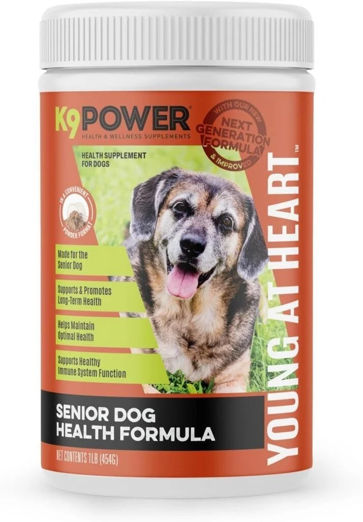 K9 Power Young at Heart Senior Dog Multivitamin 1 lb – Advanced Supplement for Seniors – Supports Brain, Heart, Vision, Joint Health, and Mobility